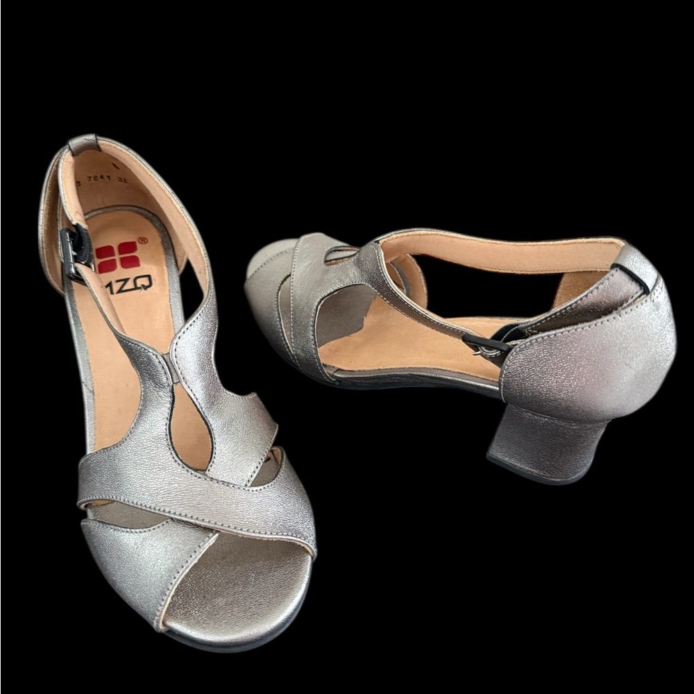 Elegant Silver Block Heel Sandals